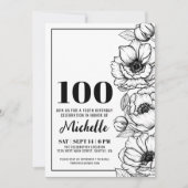 Elegante Bloemen 100e Verjaardag Kaart (Voorkant)