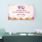 Elegante Bloemen 100ste Verjaardagsfeest / Pastel Spandoek (Beurs)