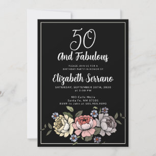 Elegante bloemen 50 en fantastische verjaardag kaart