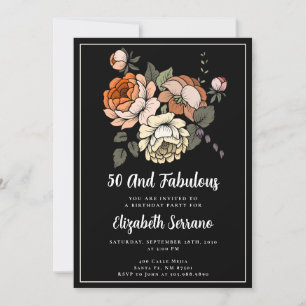 Elegante bloemen 50 en fantastische verjaardag kaart