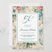 Elegante bloemen 50ste verjaardag kaart (Voorkant)