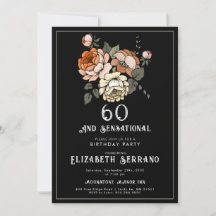 Elegante bloemen 60 en sensationa verjaardag kaart