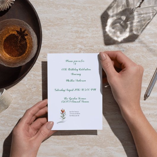 Elegante bloemen 60e verjaardag uitnodiging voor m