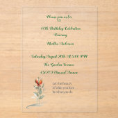 Elegante bloemen 60e verjaardag uitnodiging voor m acryl uitnodigingen (Voorkant)