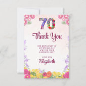 Elegante Bloemen 70ste Verjaardagsfeest / 70 jaar Bedankkaart (Voorkant)