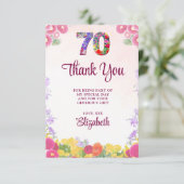 Elegante Bloemen 70ste Verjaardagsfeest / 70 jaar Bedankkaart (Staand voorkant)