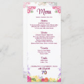 Elegante Bloemen 70ste Verjaardagsfeest / 70 jaar Menu (Voorkant / Achterkant)