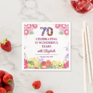 Elegante Bloemen 70ste Verjaardagsfeest / 70 jaar Servet