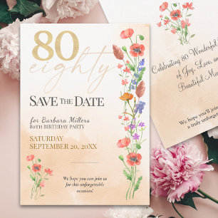 Elegante Bloemen 80ste Verjaardag, 80 Jaar Waterve Save The Date