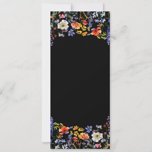 Elegante Bloemen 80ste Verjaardag Party Menu Zwart Kaart (Achterkant)