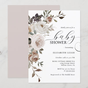 Elegante bloemen baby shower uitnodiging