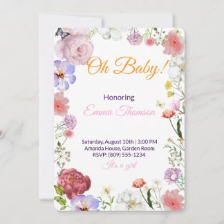 Elegante bloemen baby shower uitnodiging – Waterve