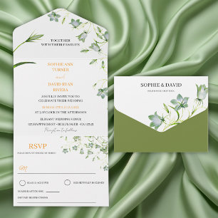 Elegante Bloemen Bellflower Seal En Stuur Huwelijk All In One Uitnodiging