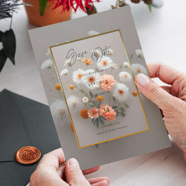 Elegante Bloemen Bewaar de Datum - Bruiloft Uitnod Bedankkaart