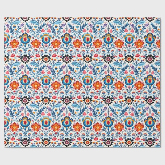 Elegante Bloemen Bloempatroon Cadeaupapier (Vlak)