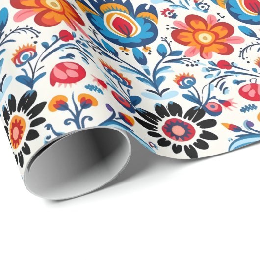 Elegante Bloemen Bloempatroon Cadeaupapier (Rol Hoek)