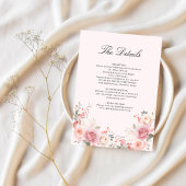 Elegante Bloemen Blush Roze bruiloft Details Informatiekaartje