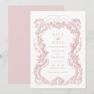 Elegante  Bloemen Blush Toile Save the Date Kaart
