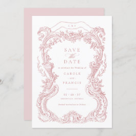 Elegante  Bloemen Blush Toile Save the Date Kaart