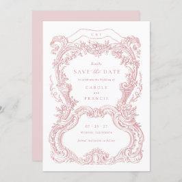 Elegante  Bloemen Blush Toile Save the Date Kaart