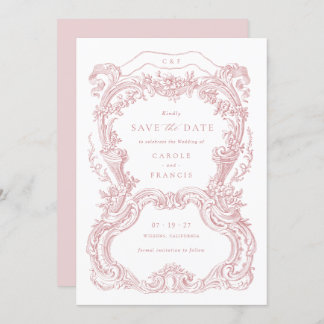 Elegante  Bloemen Blush Toile Save the Date Kaart