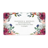 Elegante Bloemen Boho Fall Wedding Retour Adres Etiket (Voorkant)