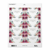 Elegante Bloemen Boho Fall Wedding Retour Adres Etiket (Full Sheet)