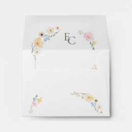 Elegante Bloemen Boho Monogram Trouwenveloppe Envelop
