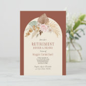 Elegante Bloemen Boho Pensioen Diner Uitnodiging (Staand voorkant)