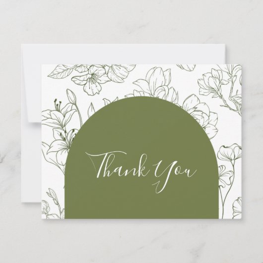 Elegante Bloemen Botanische Salie Groene bruiloft Bedankkaart (Voorkant)