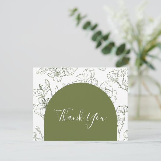 Elegante Bloemen Botanische Salie Groene bruiloft Bedankkaart (Staand voorkant)