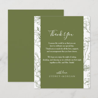 Elegante Bloemen Botanische Salie Groene bruiloft Bedankkaart