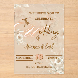 Elegante Bloemen bruiloft acryl uitnodiging Uitnodigingen