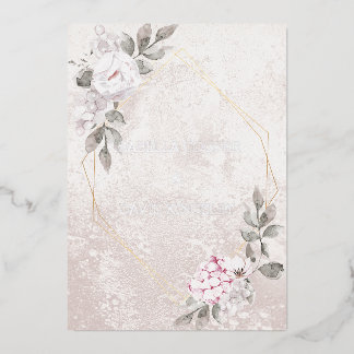 Elegante Bloemen Bruiloft | Folie Uitnodiging