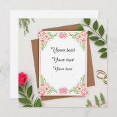 Elegante Bloemen bruiloft uitnodiging (Voorkant / Achterkant)