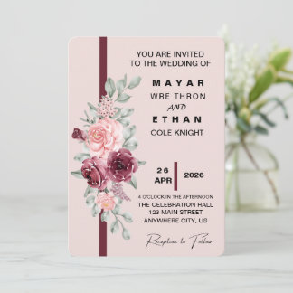 Elegante bloemen bruiloft uitnodiging 