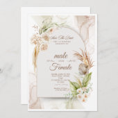 Elegante bloemen bruiloft uitnodiging | Aanpasbaar (Voorkant / Achterkant)