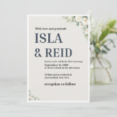 Elegante bloemen bruiloft uitnodiging | Minimaal k (Staand voorkant)