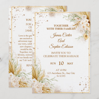 Elegante bloemen bruiloft uitnodiging – Moderne ka