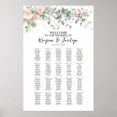 Elegante bloemen bruiloft zitgrafiek 20 tafels poster (Voorkant)