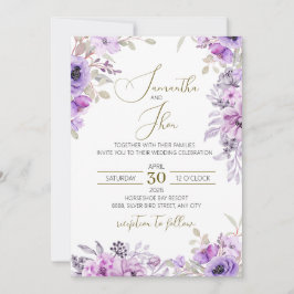 Elegante bloemen bruiloftsinvatie kaart