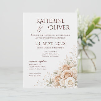 Elegante bloemen bruiloftsinvatie kaart
