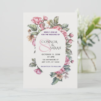 Elegante Bloemen Bruiloftsinvatie – Minimalistisch Kaart