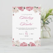 Elegante bloemen bruiloftsinvitaties kaart (Staand voorkant)