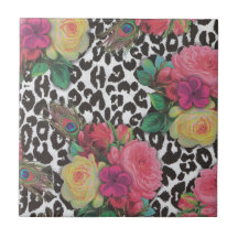  elegante bloemen cheetah pauw floral