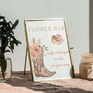 Elegante Bloemen Cowboy Boots Flower Bar Poster Si