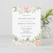 Elegante Bloemen Eenvoudige Huwelijksuitnodiging Kaart (Staand voorkant)