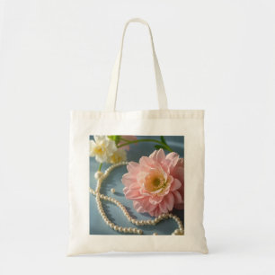 Elegante bloemen en parels tote bag