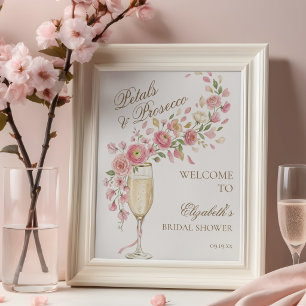 Elegante Bloemen en Prosecco Bloemengroet Poster
