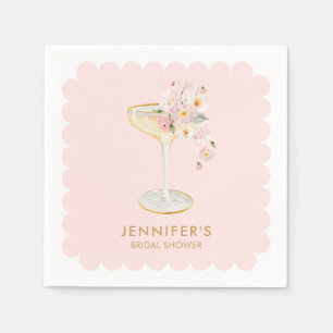 Elegante Bloemen en Prosecco Bruidsdouche Servet